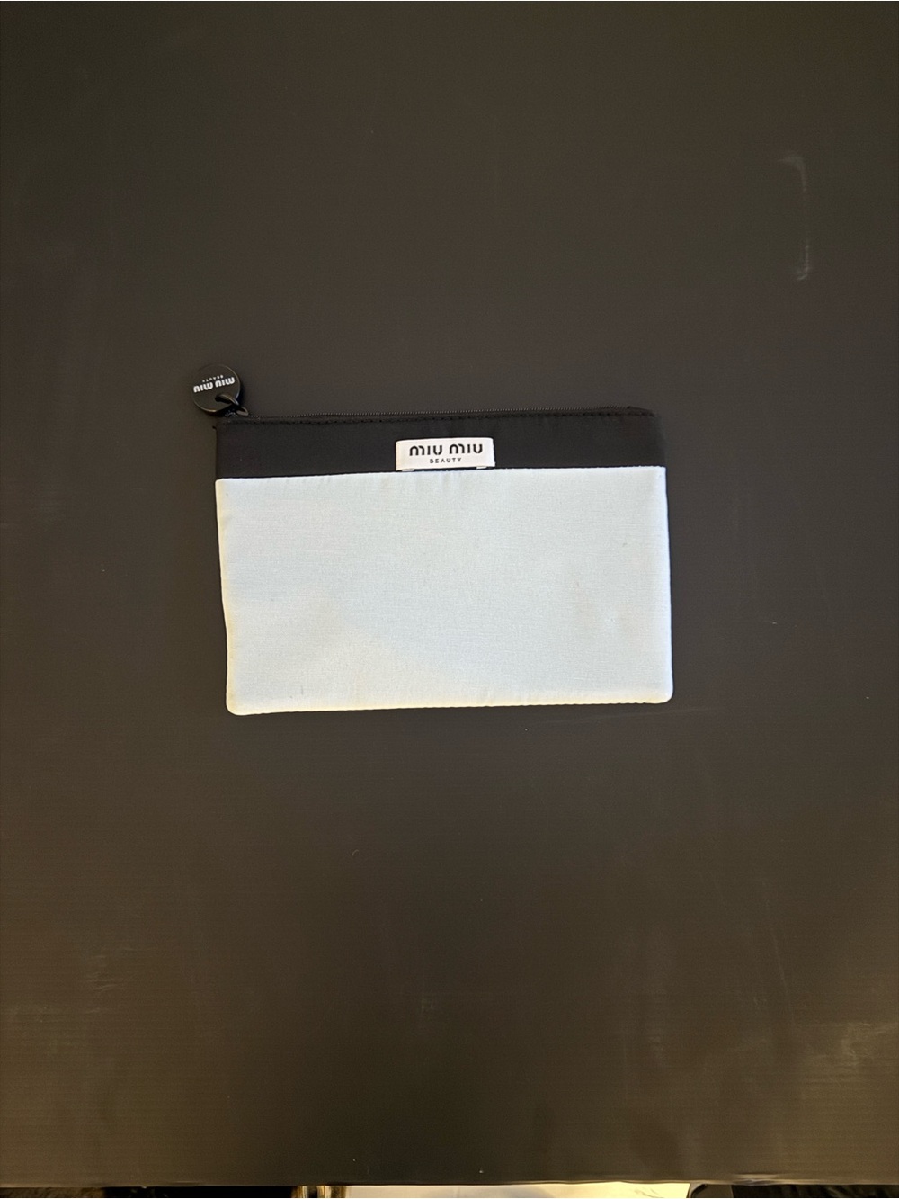 Miu Miu Two-Tone Black and Light Blue Toiletry Pouch